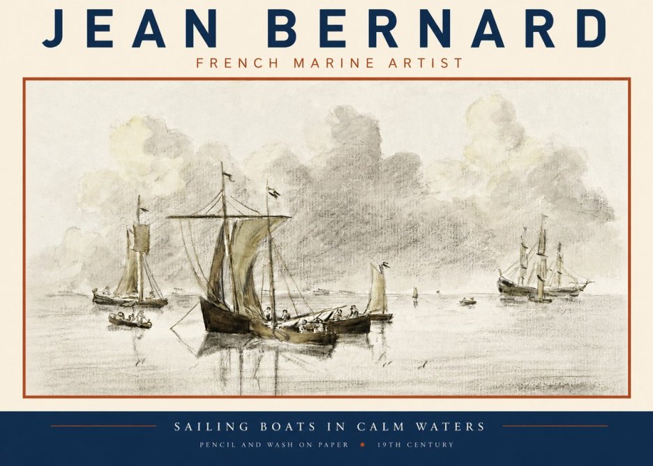 Jean Bernard Sailing Boats in Calm Waters No3 - Plakát
