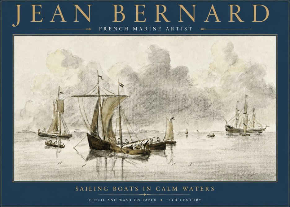 Jean Bernard Sailing Boats in Calm Waters No4 - Plakát