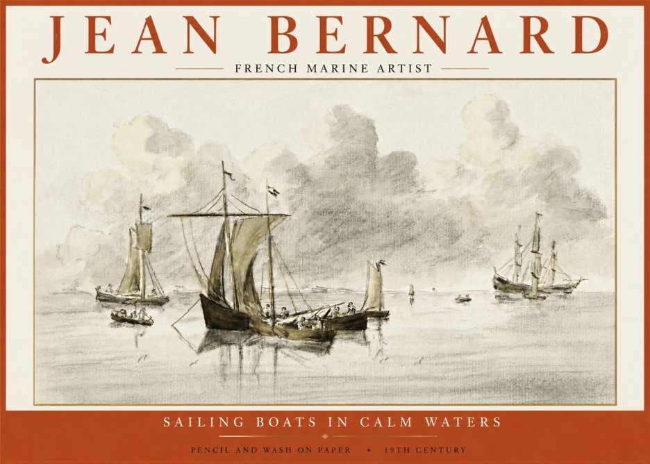 Jean Bernard Sailing Boats in Calm Waters No5 - Plakát