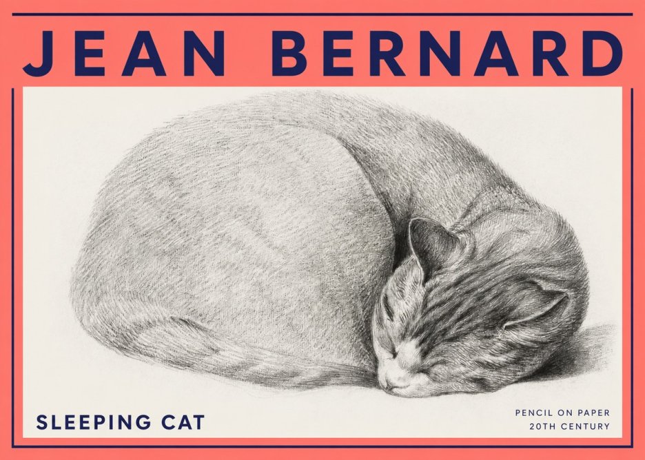 Jean Bernard Sleeping Cat IX No3 - Plakát