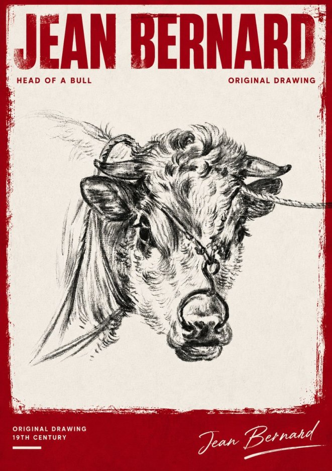 Jean Bernard Head of a Bull No4 - Plakát
