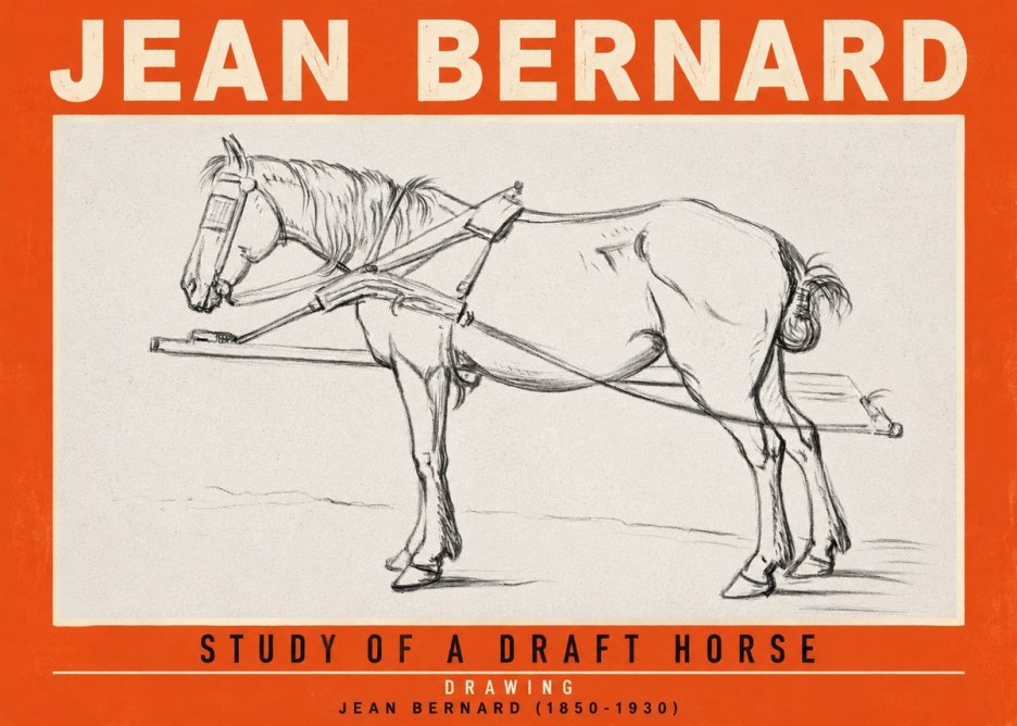Jean Bernard Study of a Draft Horse II No2 - Plakát