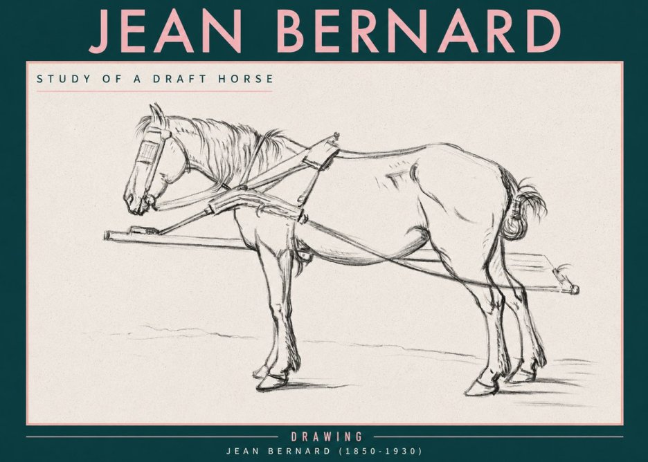 Jean Bernard Study of a Draft Horse II No3 - Plakát
