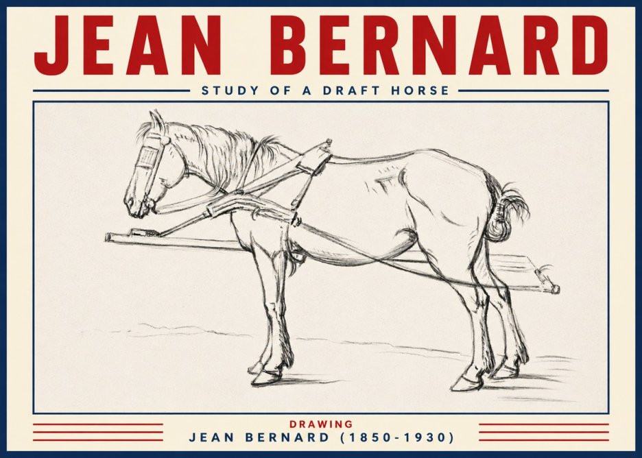 Jean Bernard Study of a Draft Horse II No6 - Plakát