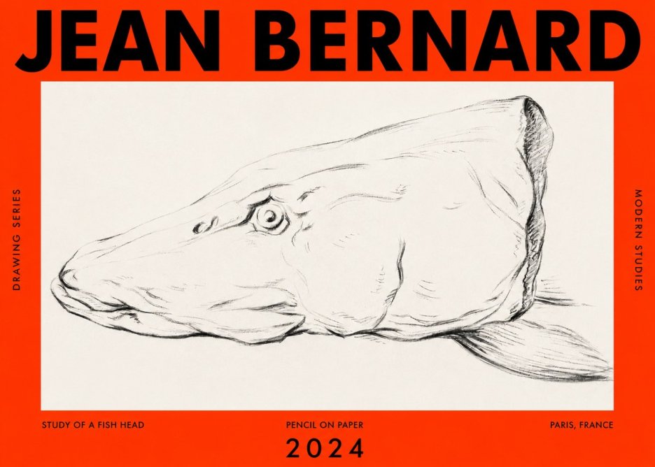 Jean Bernard Study of a Fish Head No2 - Plakát