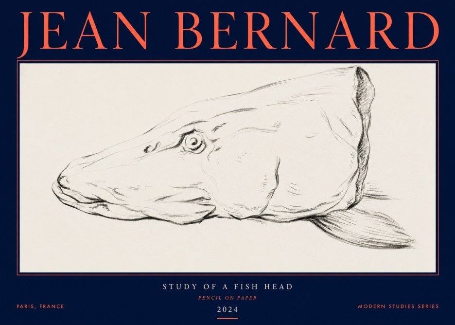 Jean Bernard Study of a Fish Head No3 - Plakát