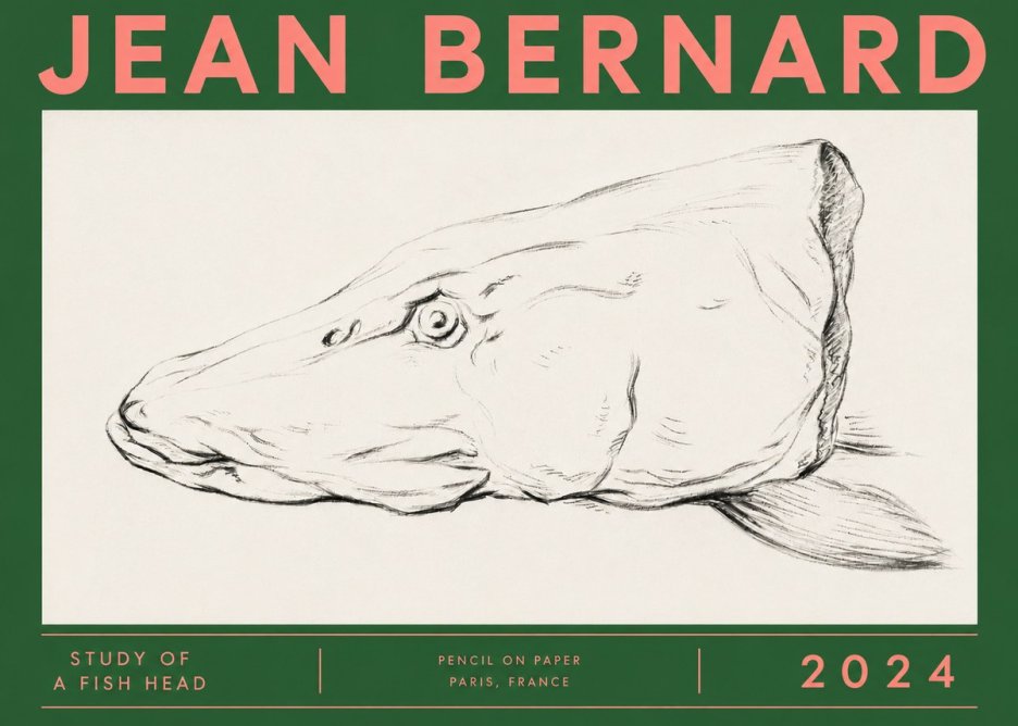 Jean Bernard Study of a Fish Head No4 - Plakát