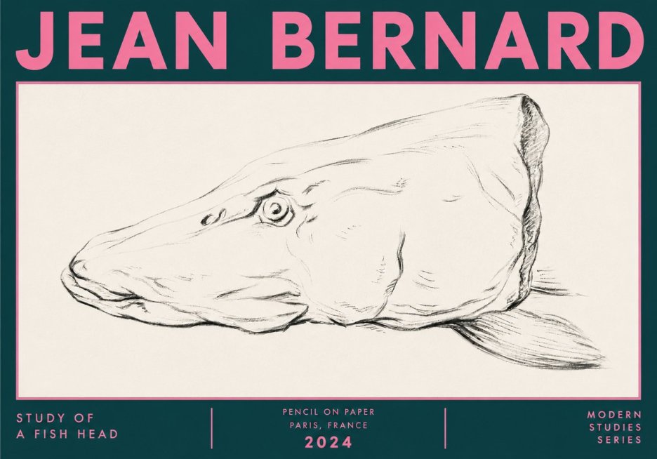 Jean Bernard Study of a Fish Head No6 - Plakát
