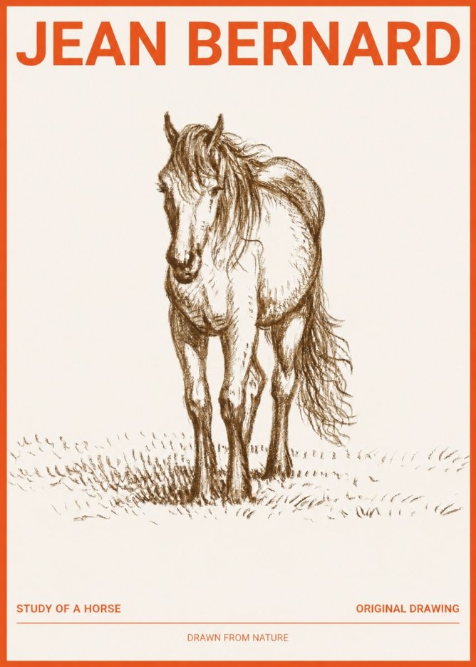 Jean Bernard Study of a Horse XV No2 - Plakát
