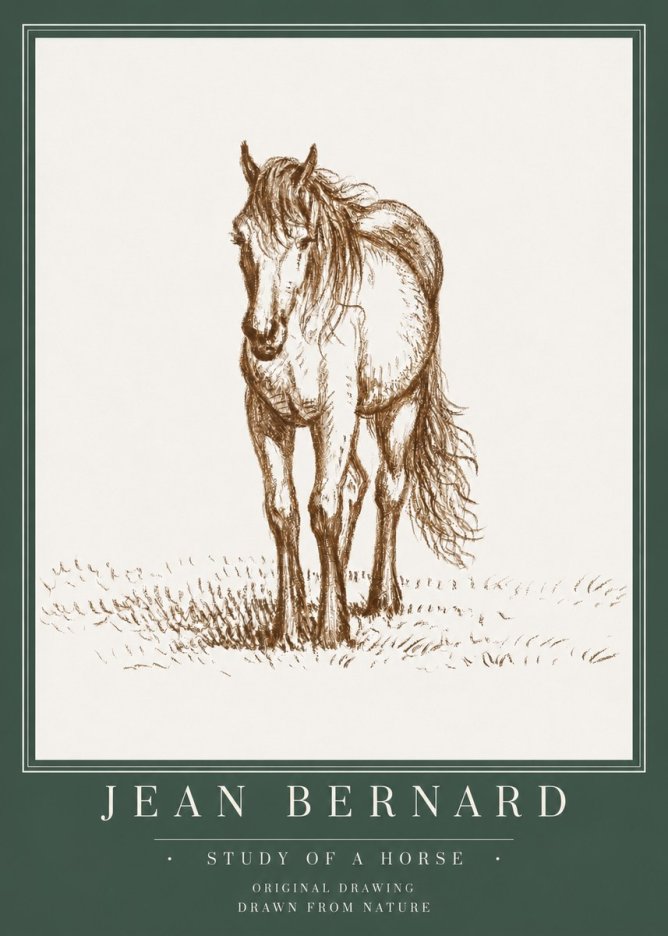 Jean Bernard Study of a Horse XV No3 - Plakát