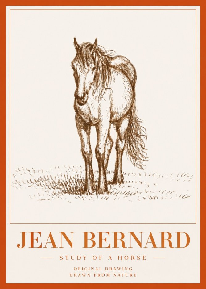 Jean Bernard Study of a Horse XV No5 - Plakát