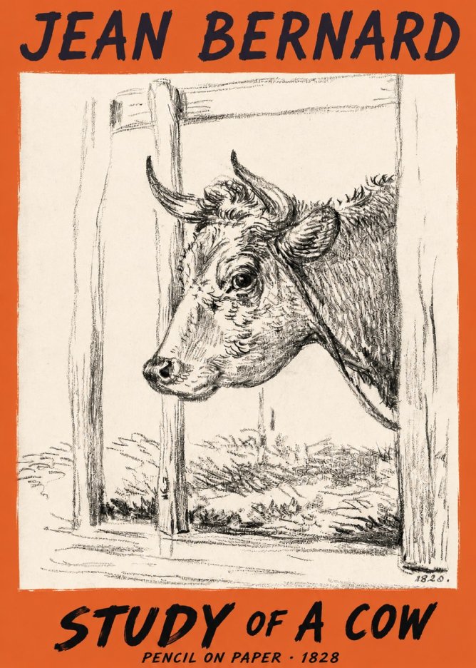 Jean Bernard Study of a Cow XVIII No2 - Plakát