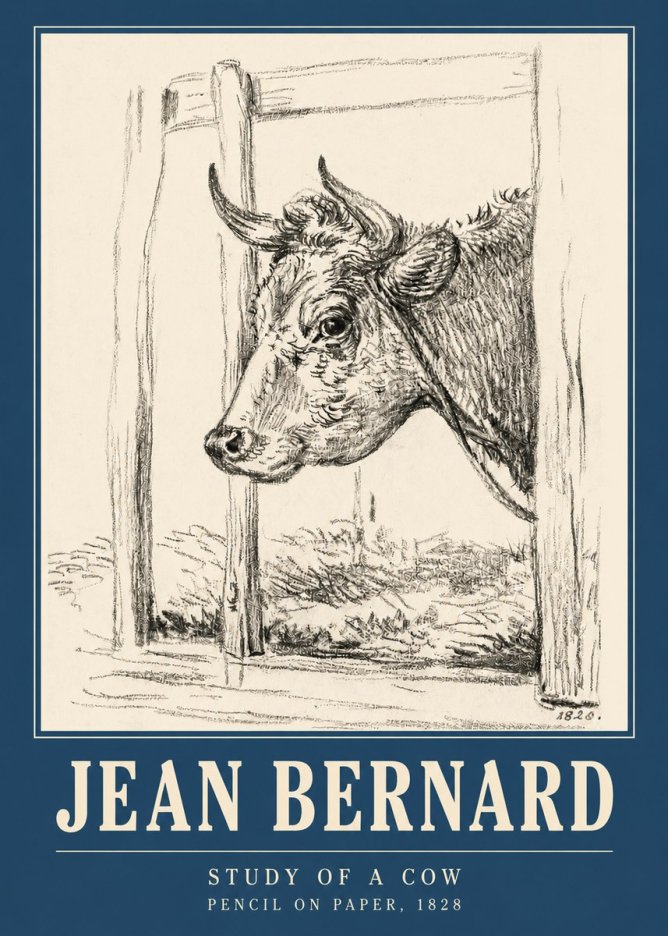 Jean Bernard Study of a Cow XVIII No3 - Plakát