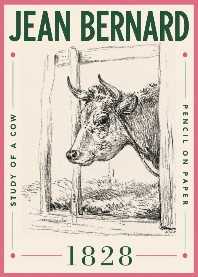 Jean Bernard Study of a Cow XVIII No4 - Plakát