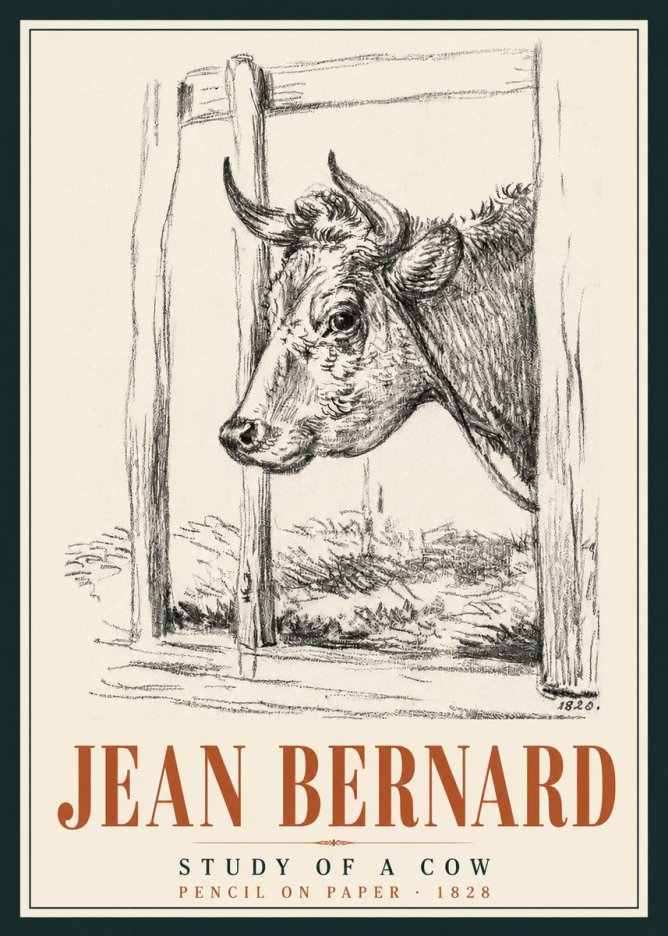 Jean Bernard Study of a Cow XVIII No5 - Plakát