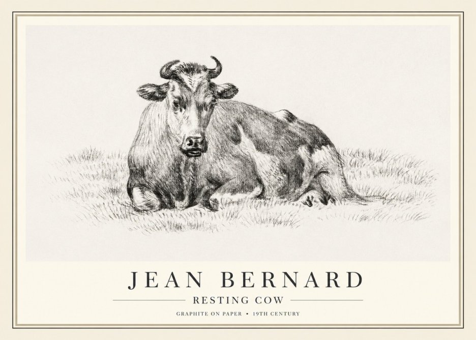 Jean Bernard Resting Cow V No1 - Plakát