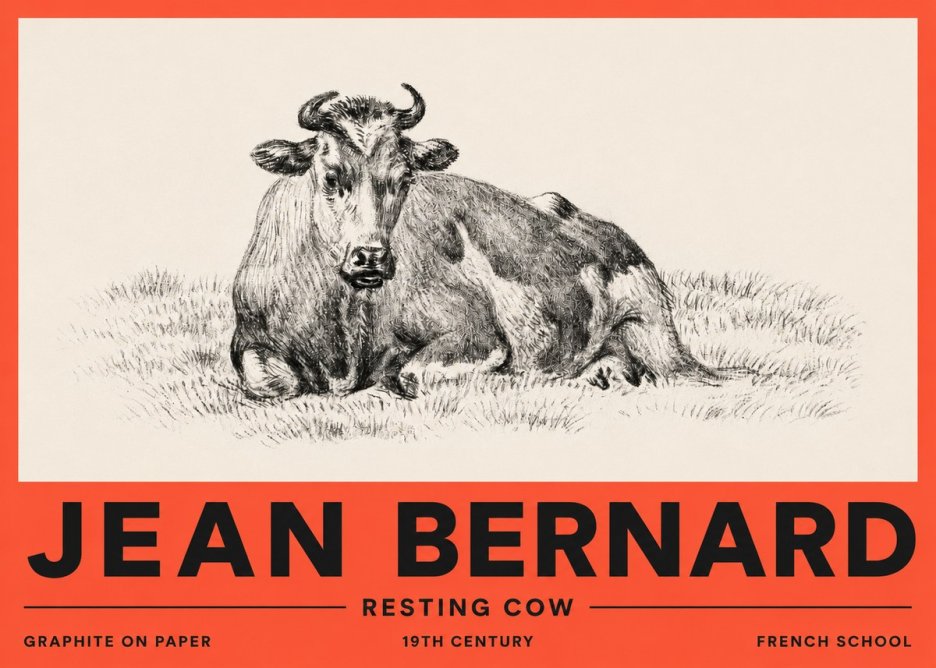 Jean Bernard Resting Cow V No2 - Plakát