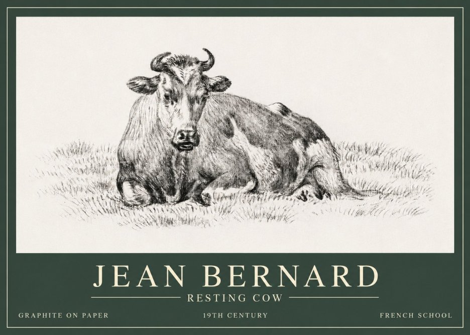 Jean Bernard Resting Cow V No3 - Plakát