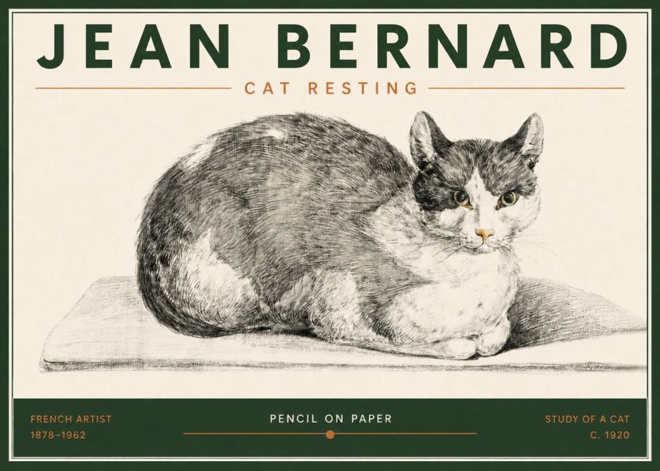 Jean Bernard Cat Study XI No6 - Plakát