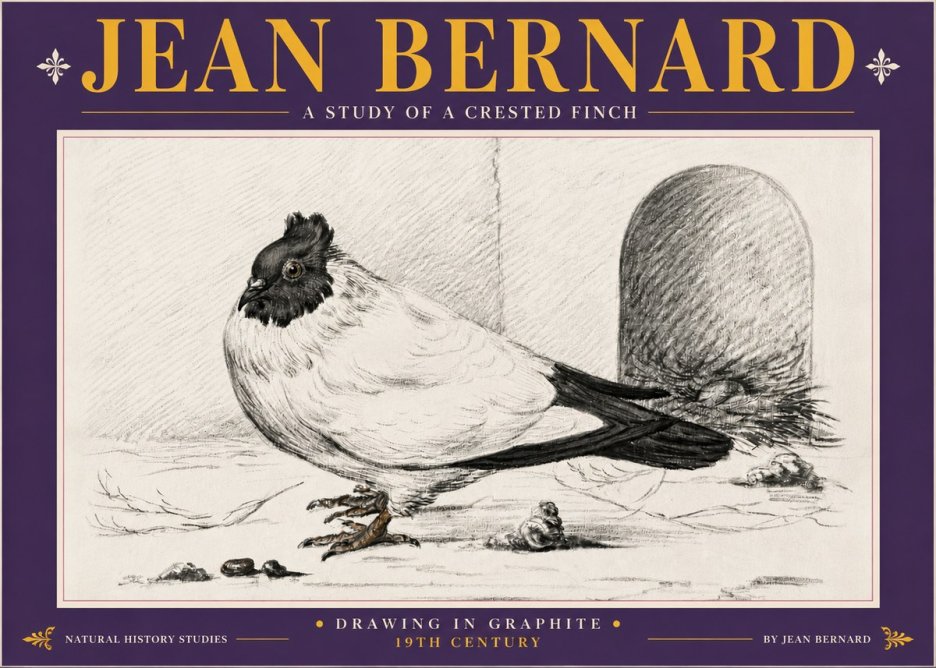Jean Bernard A Study of a Crested Finch No5 - Plakát