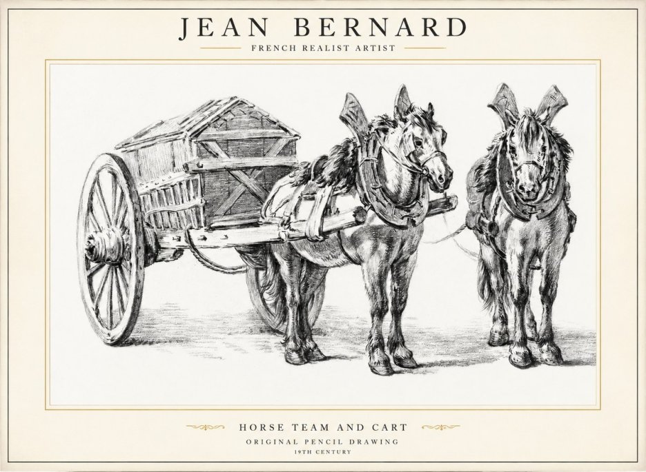 Jean Bernard Horse Team and Cart No1 - Plakát