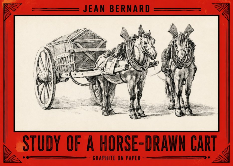 Jean Bernard Horse Team and Cart No3 - Plakát