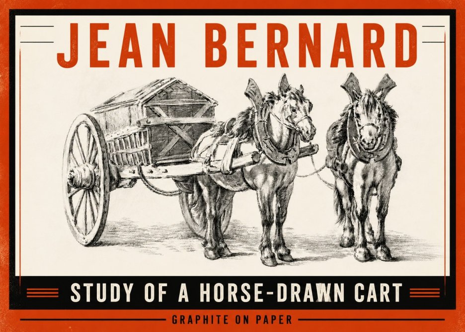 Jean Bernard Horse Team and Cart No5 - Plakát