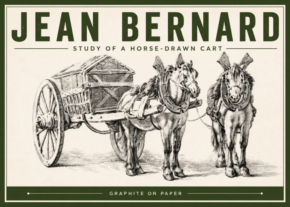 Jean Bernard Horse Team and Cart No6 - Plakát
