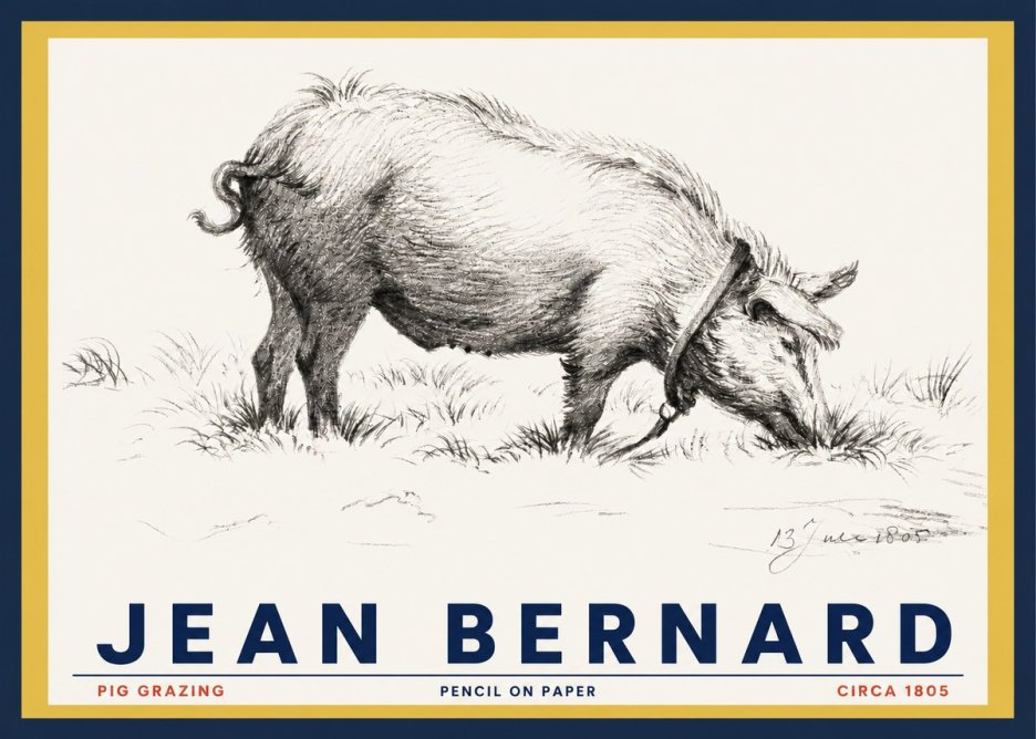 Jean Bernard Pig Grazing No3 - Plakát