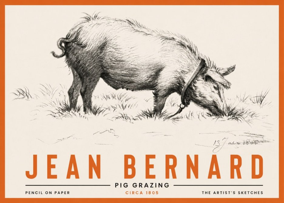 Jean Bernard Pig Grazing No4 - Plakát