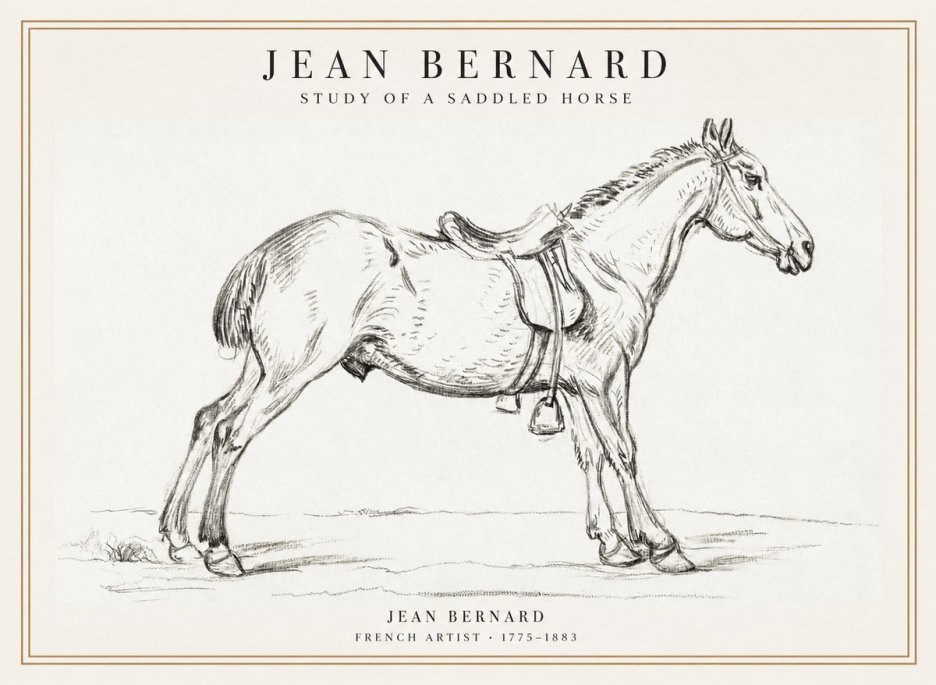 Jean Bernard Study of a Saddled Horse No1 - Plakát