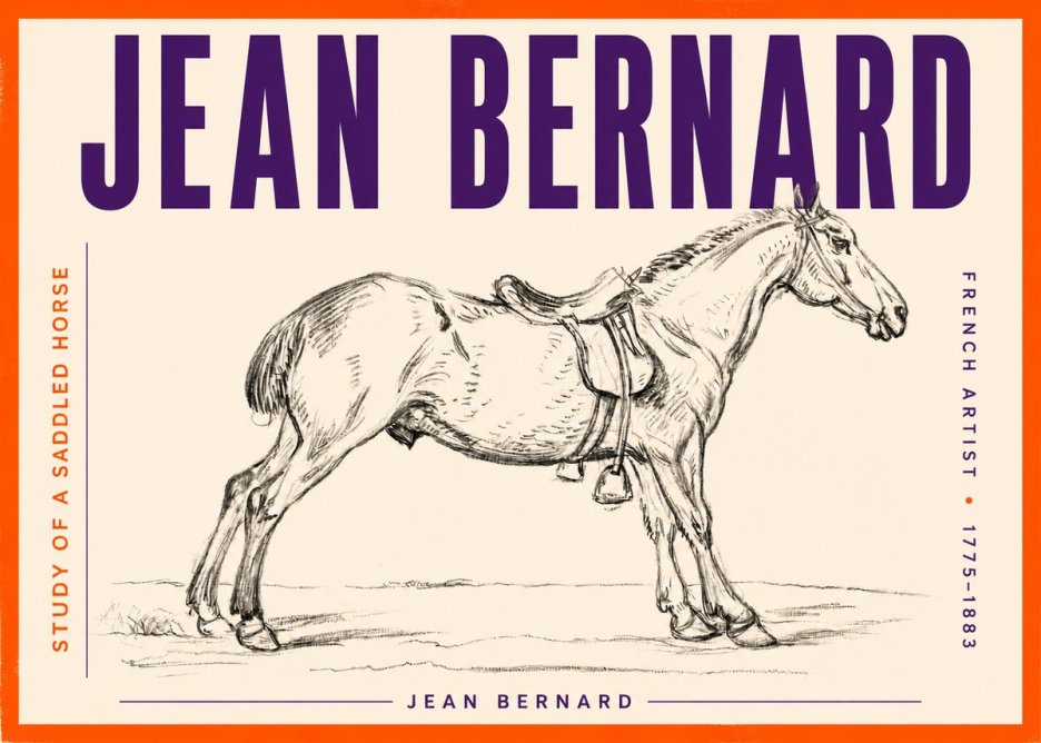 Jean Bernard Study of a Saddled Horse No3 - Plakát