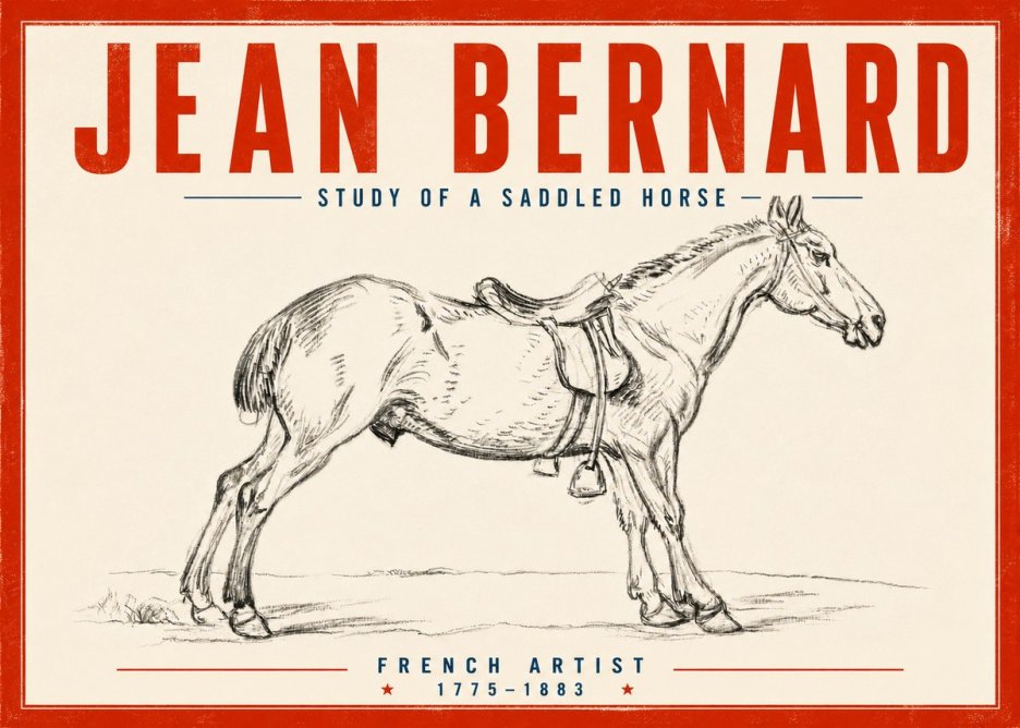 Jean Bernard Study of a Saddled Horse No5 - Plakát