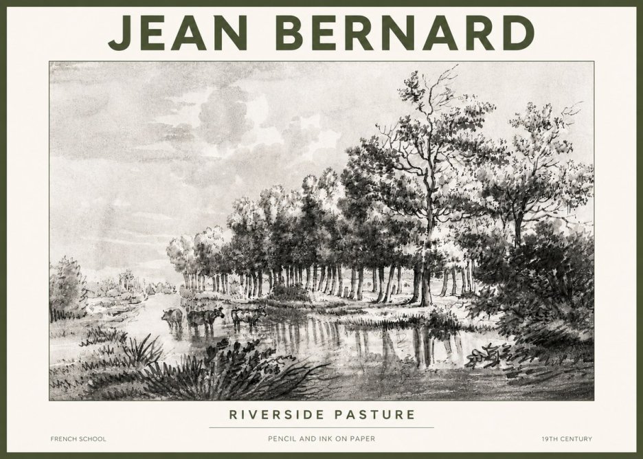 Jean Bernard Riverside Pasture No4 - Plakát