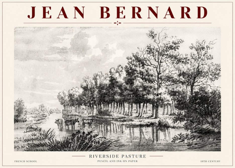 Jean Bernard Riverside Pasture No5 - Plakát
