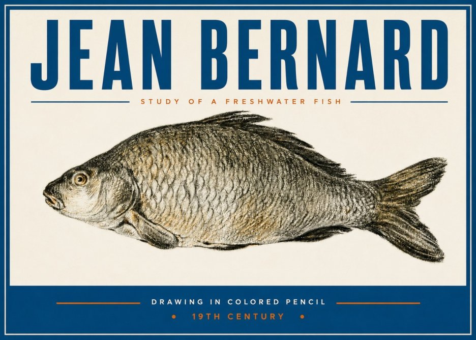 Jean Bernard Study of a Freshwater Fish No3 - Plakát