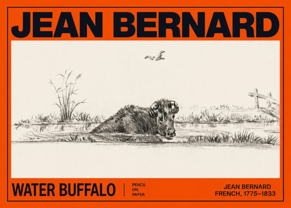 Jean Bernard Study of a Water Buffalo No3 - Plakát