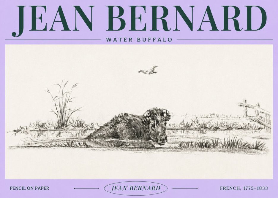 Jean Bernard Study of a Water Buffalo No4 - Plakát