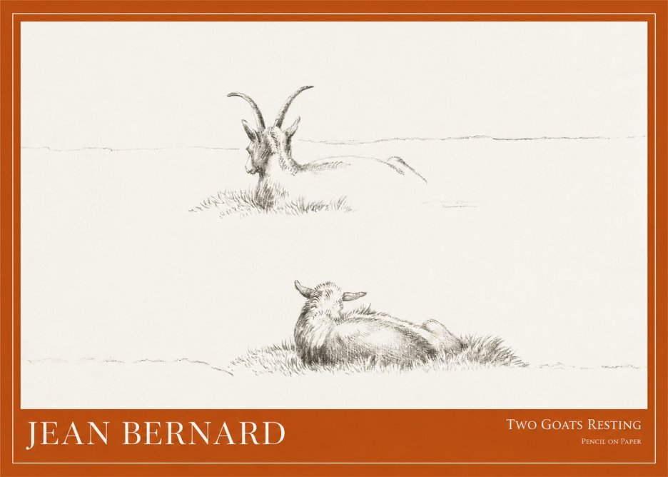 Jean Bernard Two Goats Resting No1 - Plakát