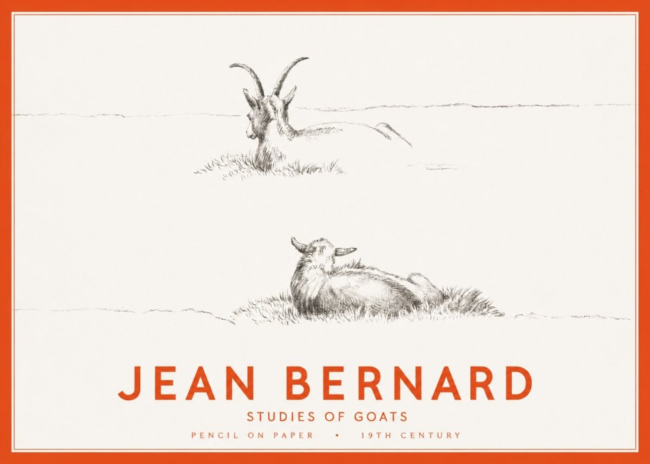Jean Bernard Two Goats Resting No3 - Plakát