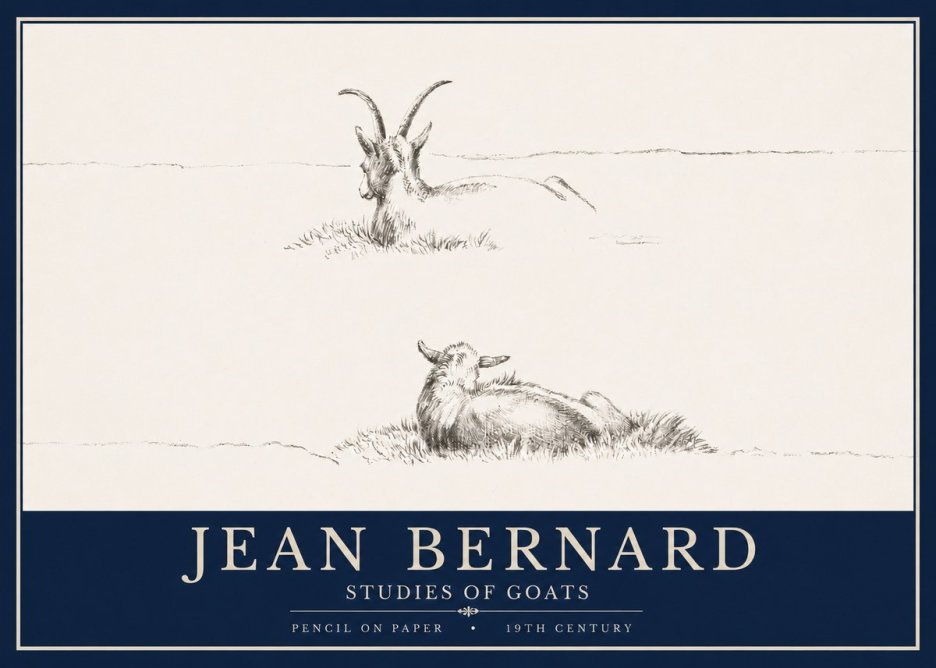 Jean Bernard Two Goats Resting No4 - Plakát