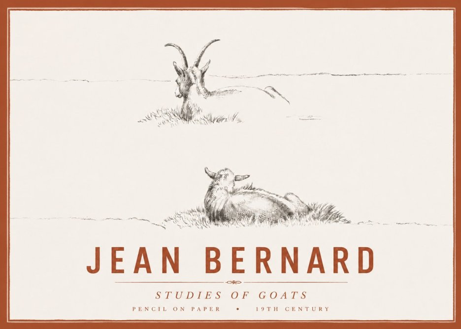 Jean Bernard Two Goats Resting No6 - Plakát