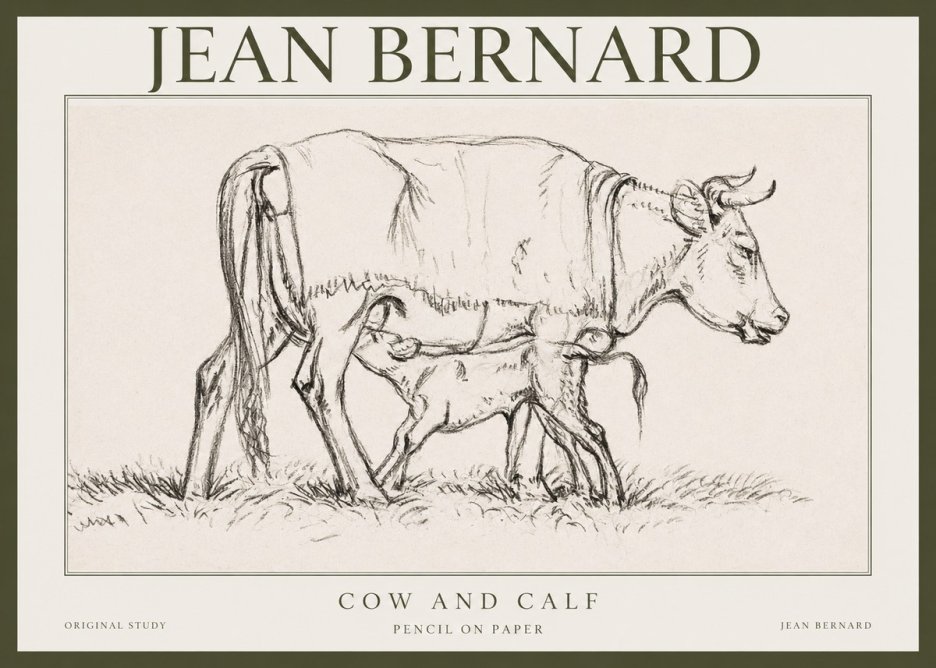 Jean Bernard Cow and Calf II No1 - Plakát