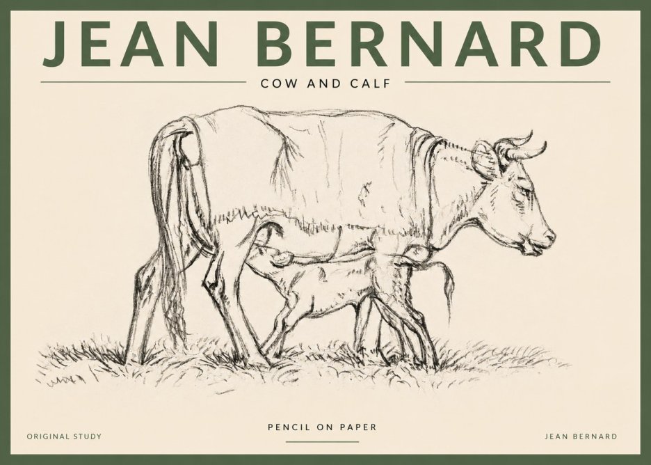 Jean Bernard Cow and Calf II No3 - Plakát