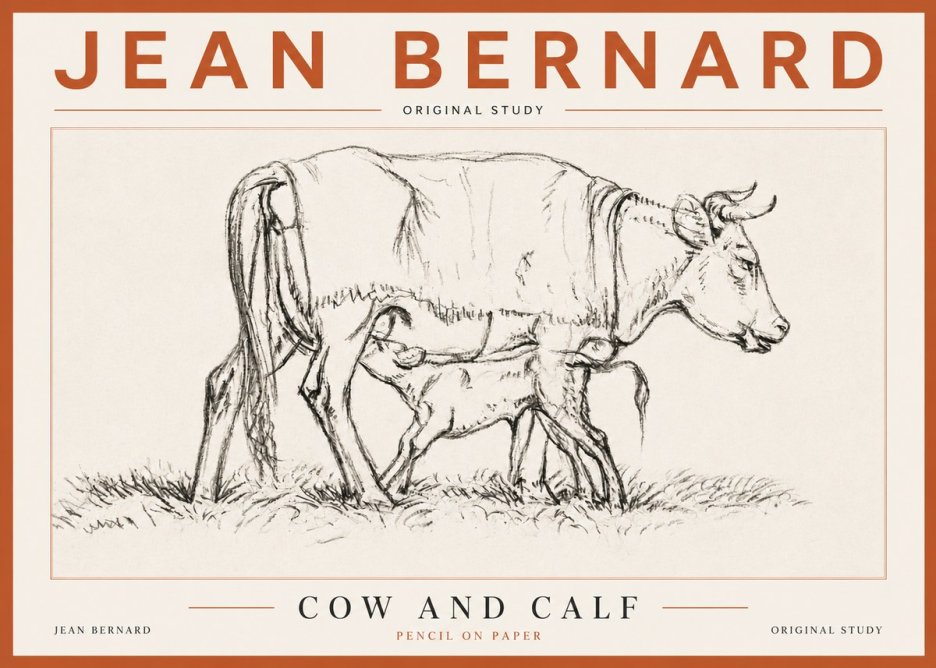 Jean Bernard Cow and Calf II No5 - Plakát