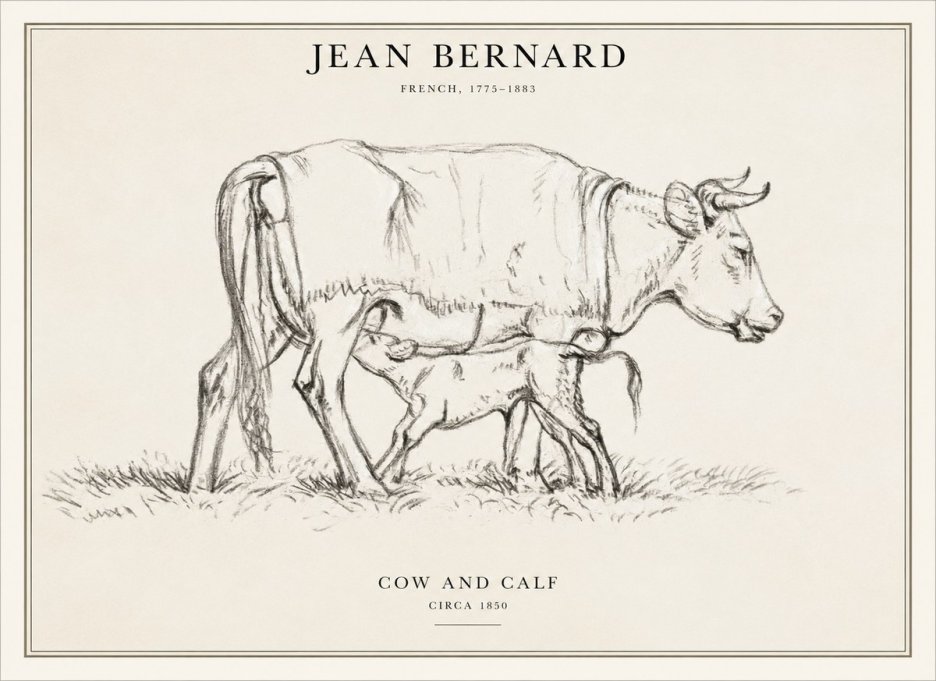 Jean Bernard Cow and Calf II No6 - Plakát