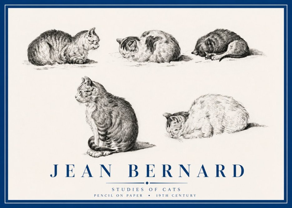 Jean Bernard Studies of Cats No3 - Plakát
