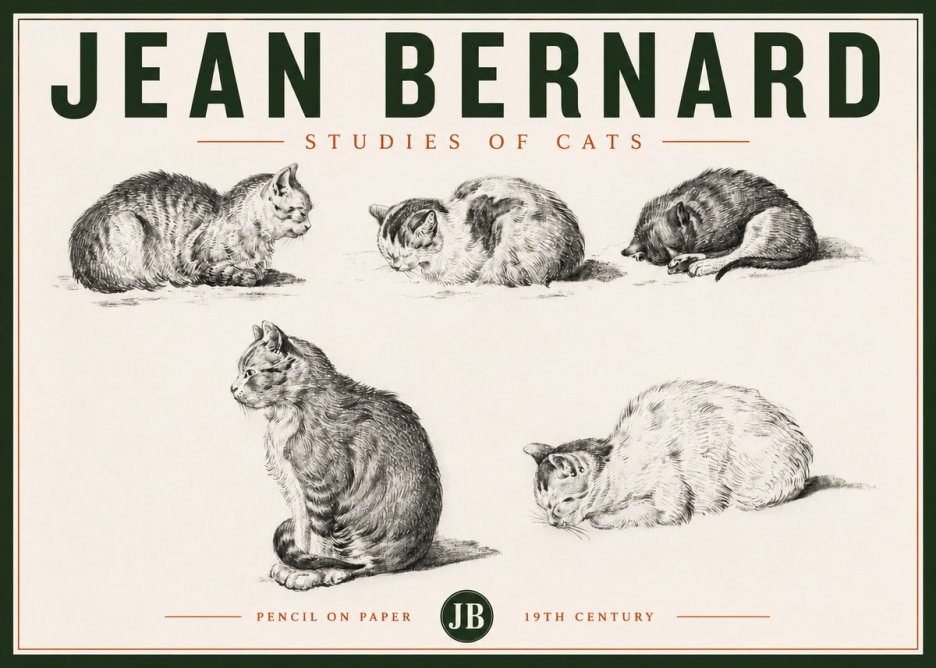 Jean Bernard Studies of Cats No4 - Plakát