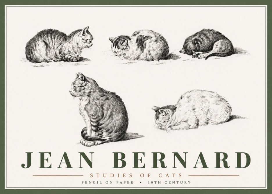 Jean Bernard Studies of Cats No6 - Plakát