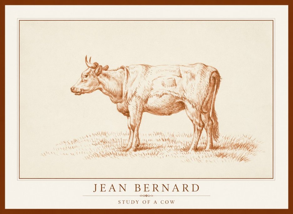 Jean Bernard Study of a Cow XIX No1 - Plakát